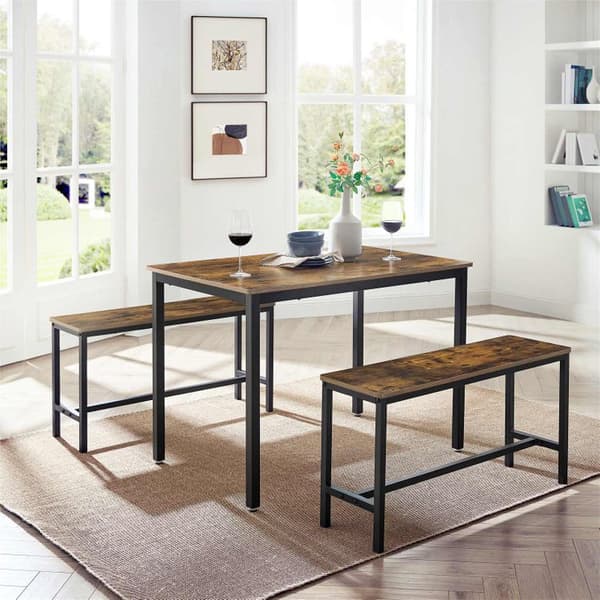 Matbord - köksbord set - med 2 bänkar - metallram