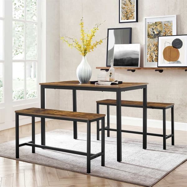 Matbord - köksbord set - med 2 bänkar - metallram