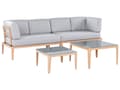 Miniatyrbild 5 av 11: Loungegrupp Grå Aluminium Polyester 6-sits Soffa och 2 Soffbord Utomhus