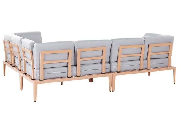 Loungegrupp Grå Aluminium Polyester 6-sits Soffa och 2 Soffbord Utomhus