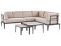 Miniatyrbild 4 av 11: Loungegrupp Grå Aluminium Polyester 6-sits Soffa och 2 Soffbord Utomhus