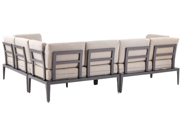 Loungegrupp Grå Aluminium Polyester 6-sits Soffa och 2 Soffbord Utomhus