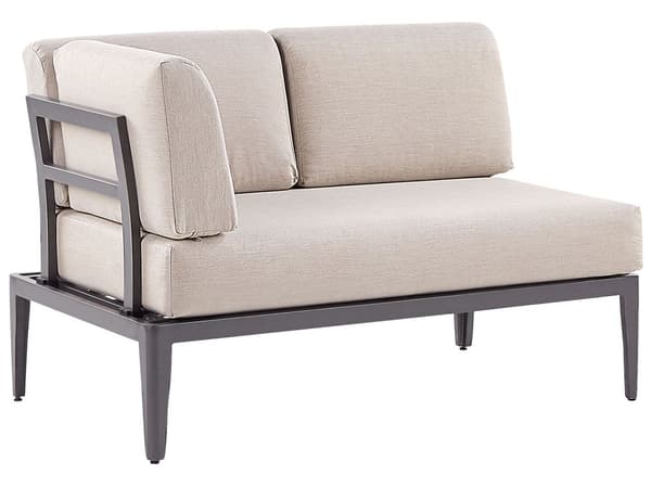 Loungegrupp Grå Aluminium Polyester 6-sits Soffa och 2 Soffbord Utomhus