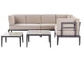 Miniatyrbild 1 av 11: Loungegrupp Grå Aluminium Polyester 6-sits Soffa och 2 Soffbord Utomhus