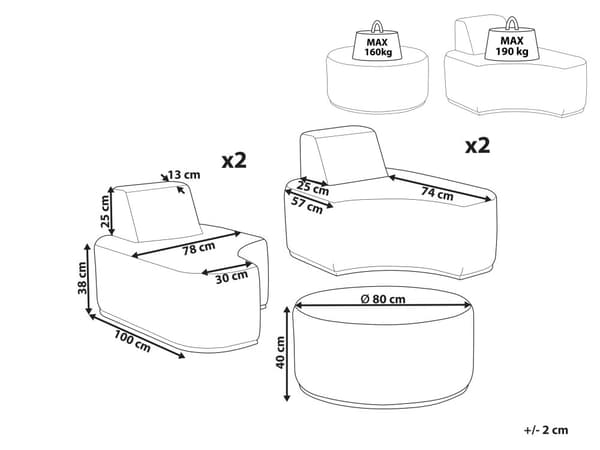 Loungesæt Lysegråt Polstret Skum 4 Personers Havesofa med Osmannisk Skammel Sidebord Quick Dry Skum Moderne Modulær Lego Funktion Udendørs