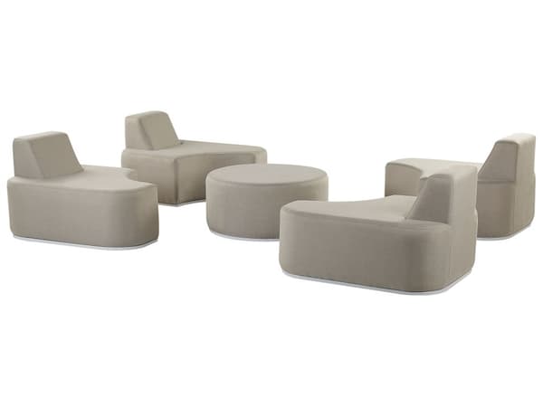 Loungesæt Lysegråt Polstret Skum 4 Personers Havesofa med Osmannisk Skammel Sidebord Quick Dry Skum Moderne Modulær Lego Funktion Udendørs