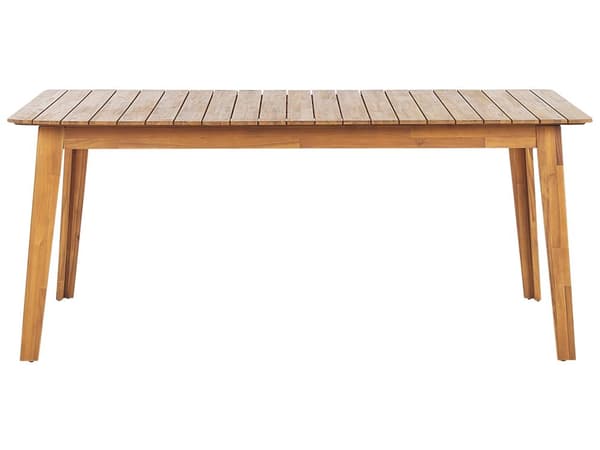 Havemøbelsæt Lyst Akacietræ 180 x 90 cm 6 Personers Havebord med Stole med Armlæn til Udendørs Rustik stil Terrasse Altan Indretning