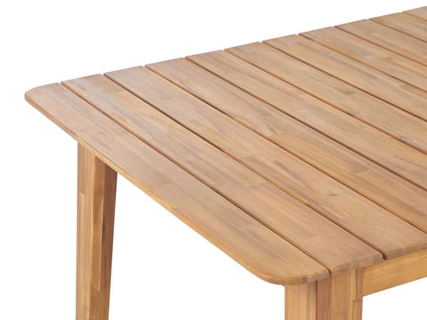Havemøbelsæt Lyst Akacietræ 180 x 90 cm 6 Personers Havebord med Stole med Armlæn til Udendørs Rustik stil Terrasse Altan Indretning