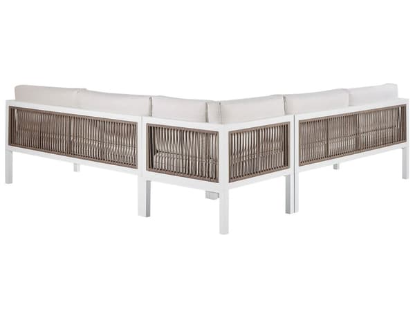 Salongsett Hvit Brun Aluminium 4-seter med Puter Venstrevendt Moderne Design