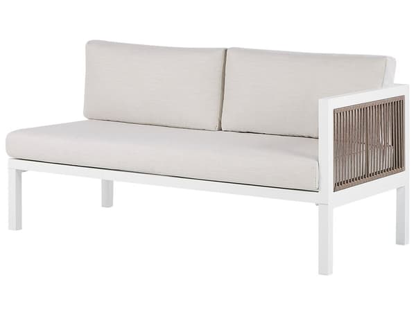 Salongsett Hvit Brun Aluminium 4-seter med Puter Venstrevendt Moderne Design