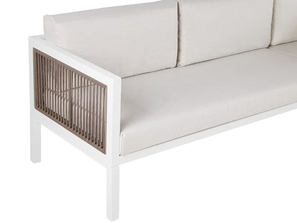 Salongsett Hvit Brun Aluminium 4-seter med Puter Venstrevendt Moderne Design