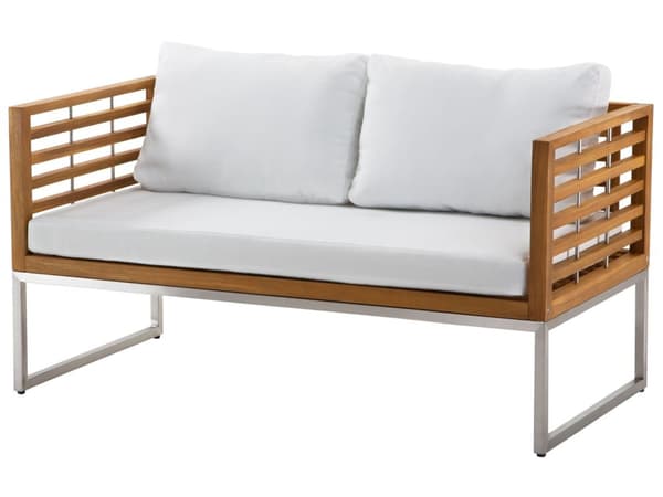 Hagesofa Akasietre Hvite Puter 4-seters Lamelldesign Utendørs Hagesett