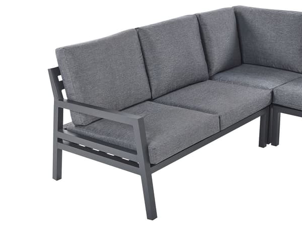 Utendørs Hjørnesofasett Mørkegrå Aluminium Svart med Sofabord Polyester Puter 5 Seter Modular