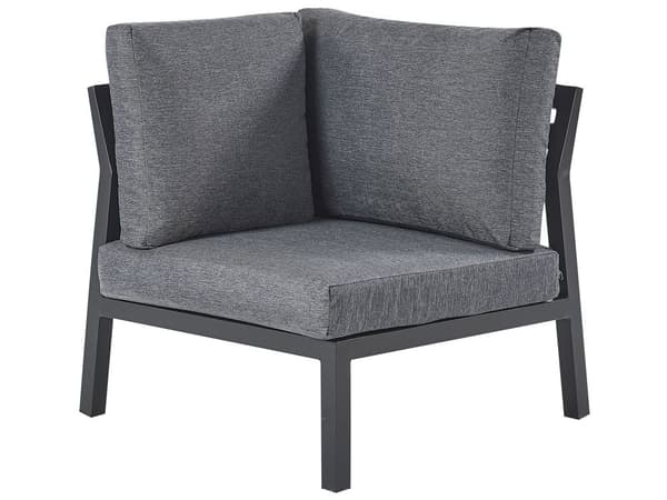 Utendørs Hjørnesofasett Mørkegrå Aluminium Svart med Sofabord Polyester Puter 5 Seter Modular