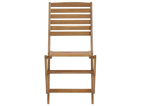 Utendørs spisegruppe Lyst akasietre Spisebord ø 150 cm 6 sammenleggbare stoler Lamelldesign Hagemøbler