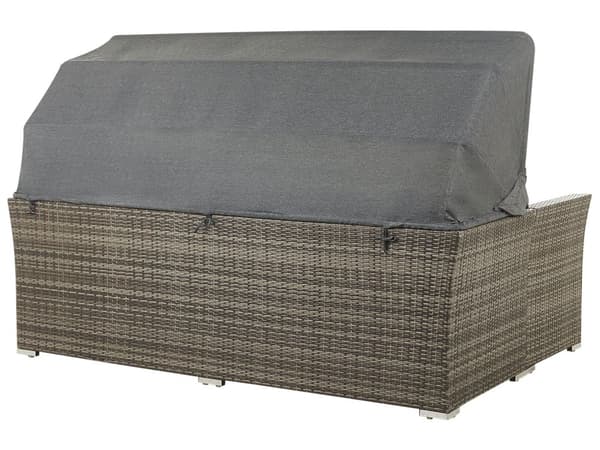 Utendørs Hagesett Grå Mørkebrun Rotting Sofa Baldakinstoler Sidebord Moderne