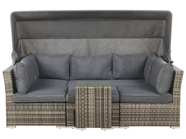 Utendørs Hagesett Grå Mørkebrun Rotting Sofa Baldakinstoler Sidebord Moderne