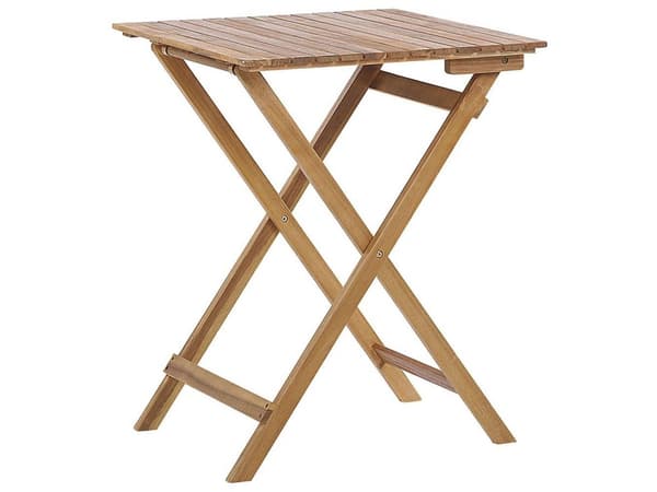 3-delt Bistrosett Lys Massiv Akasie 2 Stoler og Tebord Sammenleggbart Spaltedesign