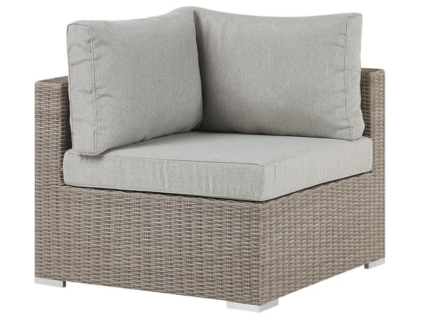 Hagesett Taupe PE Rotting Hjørnesofa Venstrevendt Lenestol Sofabord Grå Puter