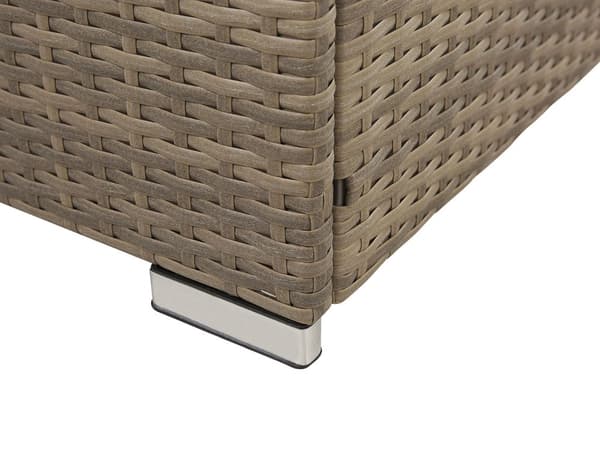 Utendørs loungesett Brun Imitert rotting 6-seters modulsofa Brune puter Salongbord Moderne design Hagemøbler