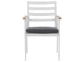 Miniatyrbilde 4 av 11: Utendørs spisegruppe Hvit Lyst tre Aluminium Rundt bord ø 105 cm 4 stoler med sitteputer Hage Terrasse Utemøbler Moderne Minimalistisk