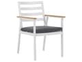 Miniatyrbilde 5 av 11: Utendørs spisegruppe Hvit Lyst tre Aluminium Rundt bord ø 105 cm 4 stoler med sitteputer Hage Terrasse Utemøbler Moderne Minimalistisk