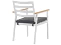 Miniatyrbilde 6 av 11: Utendørs spisegruppe Hvit Lyst tre Aluminium Rundt bord ø 105 cm 4 stoler med sitteputer Hage Terrasse Utemøbler Moderne Minimalistisk