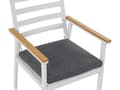 Miniatyrbilde 7 av 11: Utendørs spisegruppe Hvit Lyst tre Aluminium Rundt bord ø 105 cm 4 stoler med sitteputer Hage Terrasse Utemøbler Moderne Minimalistisk