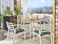 Miniatyrbilde 2 av 11: Utendørs spisegruppe Hvit Lyst tre Aluminium Rundt bord ø 105 cm 4 stoler med sitteputer Hage Terrasse Utemøbler Moderne Minimalistisk