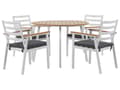 Miniatyrbilde 1 av 11: Utendørs spisegruppe Hvit Lyst tre Aluminium Rundt bord ø 105 cm 4 stoler med sitteputer Hage Terrasse Utemøbler Moderne Minimalistisk