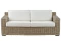 Miniatyrbilde 9 av 11: Loungesett Lysebrun Rotting Flettet Hvite puter 4 personer 2-seter sofa 2 lenestoler Hage Utendørs Boho