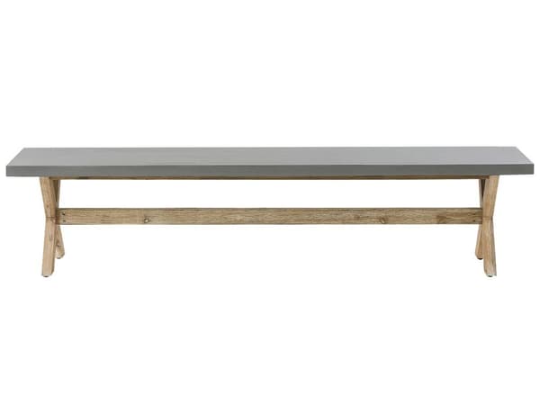 Utendørs spisegruppe Grå Betong Akasietre Spisebord 2 benker 2 krakker 8 sitteplasser Moderne design Hagemøbler