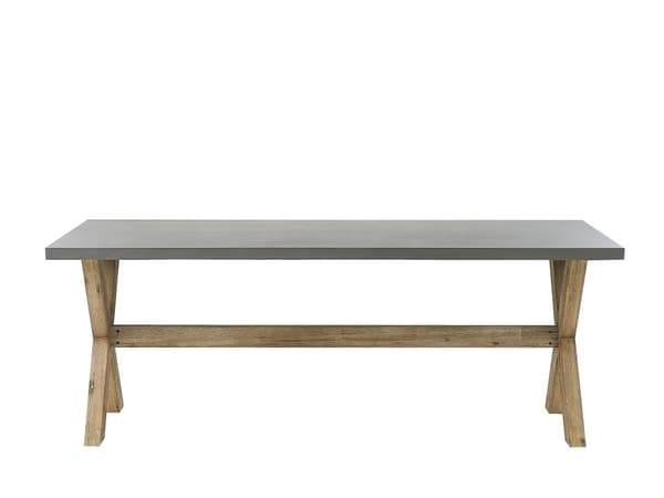 Utendørs spisegruppe Grå Betong Akasietre Spisebord 6 krakker Moderne design Hagemøbler
