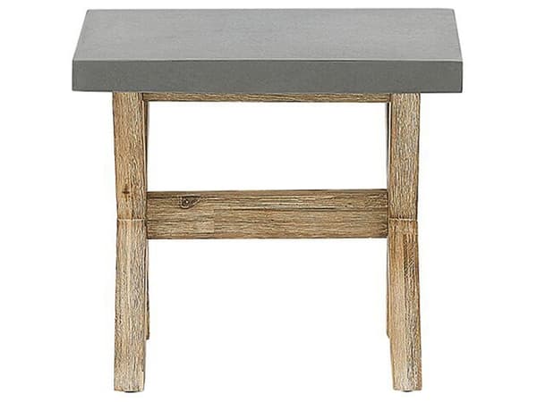 Utendørs spisegruppe Grå Betong Akasietre Spisebord 6 krakker Moderne design Hagemøbler