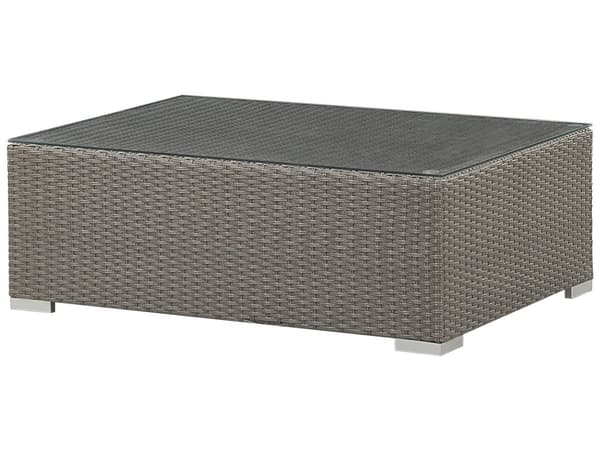 Hagesett Taupe PE-rotting med kremfargede puter for 8 personer 5-delers utesett
