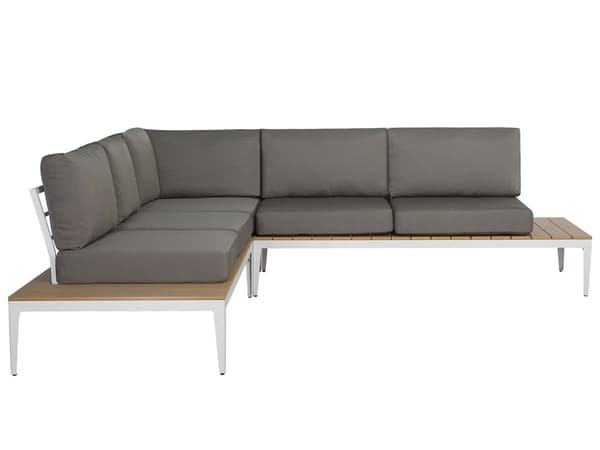 Hagesofasett med grå puter og spaltedesign Bord 5-seters moderne samtalesett