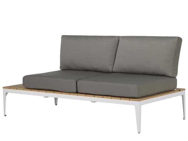 Hagesofasett med grå puter og spaltedesign Bord 5-seters moderne samtalesett