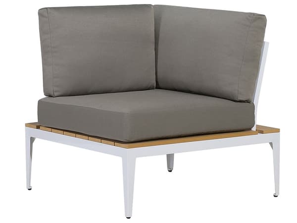 Hagesofasett med grå puter og spaltedesign Bord 5-seters moderne samtalesett