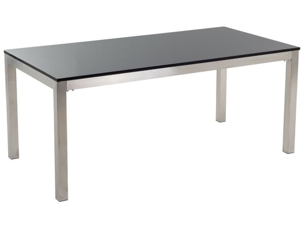 Utendørs spisegruppe Hvit 6 stoler 180 x 90 cm Bordplate i svart granitt Hagemøbler Spisestoler Spisebord
