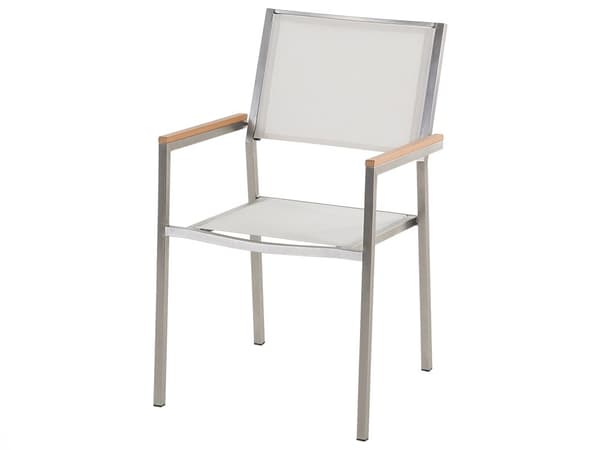 Hagemøbelsett Hvit Svart Flammet Basalt 180 x 90 cm 6-seter Hage Bordplate Moderne Terrasse
