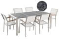 Miniatyrbilde 1 av 11: Hagemøbelsett Hvit Svart Flammet Basalt 180 x 90 cm 6-seter Hage Bordplate Moderne Terrasse