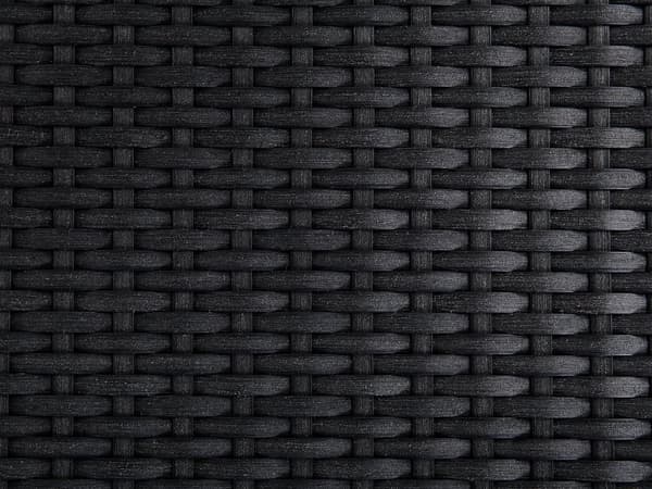 Hagemøbelsett Svart 220 x 100 cm med sprukket glass bordplate rottingstoler 8-seters