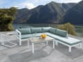 Miniatyrbilde 2 av 11: Loungesett Hvit Grønn Aluminium Kunsttre 5-seters sofa Sofabord Sidebord Moderne design Hagemøbler Sittegruppe Utendørs