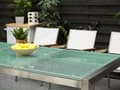 Miniatyrbilde 4 av 11: Utendørs spisegruppe Grå 8 stoler 220 x 100 cm Bordplate i glass Trippel plate Hagemøbler Spisestoler Spisebord