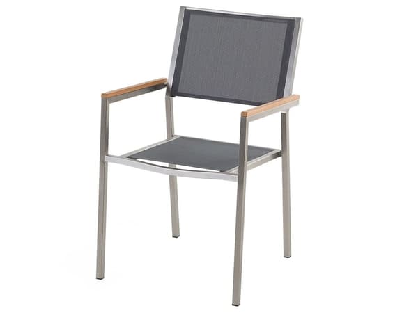 Utendørs spisegruppe Grå 8 stoler 220 x 100 cm Bordplate i glass Trippel plate Hagemøbler Spisestoler Spisebord