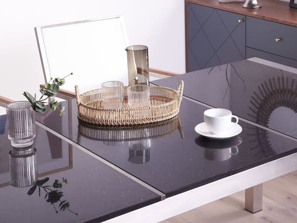 Hagemøbelsett Svart Granitt 180 x 90 cm 6-seter Hage Bordplate Moderne