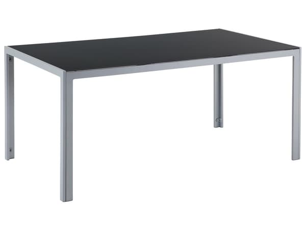 7-deler Hage Spisebord Svart Aluminium med 6 sammenleggbare stoler