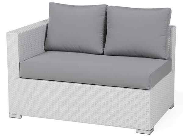 Hagesofasett Hvit Kunstrotting Hvite Puter 8 seter med Lenestol Bord og Fotskammel Flettet Hagesett