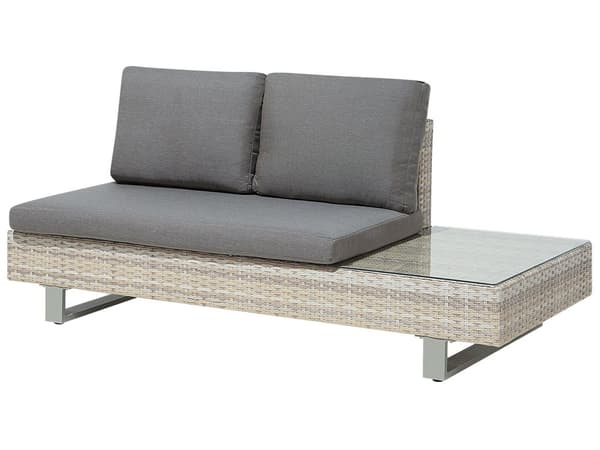 Hjørnesofa Hagesett Grå Puter Beige Kunstrotting 5-seter Sofabord