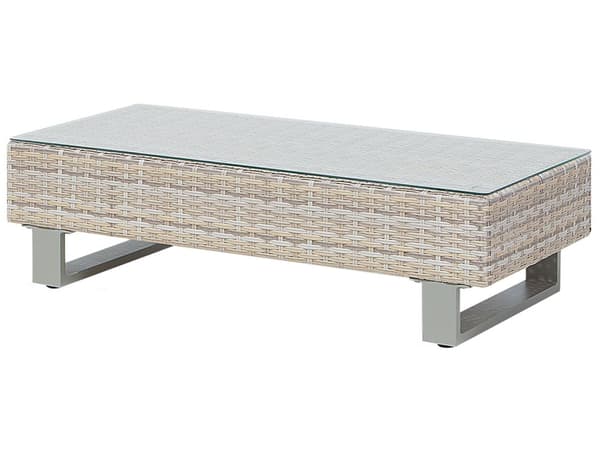 Hjørnesofa Hagesett Grå Puter Beige Kunstrotting 5-seter Sofabord